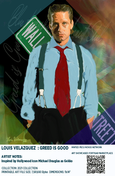 NFT Titled Greed is Good showcased on FortisAB Marketplace